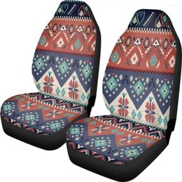 Car Seat Covers Front Red Blue Style Tribal Pattern Vintage Ethnic Texture Cover 2Pcs Universal Protectors For SUV Truck