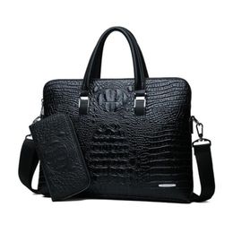 whole brand pack fashion crocodile print business briefcase trendy cross section crocodile leather man handbag multi function 1982