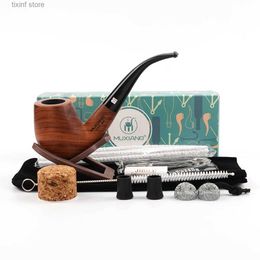 Other Home Garden Ambila Smoking Pipe African Rosewood Tobacco Pipe 9MM Filter Solid Wood Dry Pipe Smoking Craft Pipe with Cleaning Kit T240309