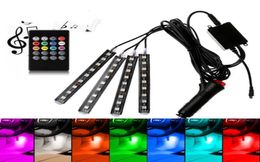 Car USB LED RGB Atmosphere Strip Light 4 In 1 Remote Voice Control Interior Styling Decorative Dynamic tmosphere lamp88531066506532