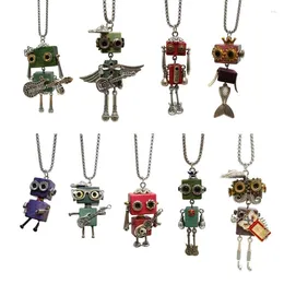 Pendant Necklaces DIY Wooden Robot Necklace Unisex Clavicle Chain Punk Chokers For Women