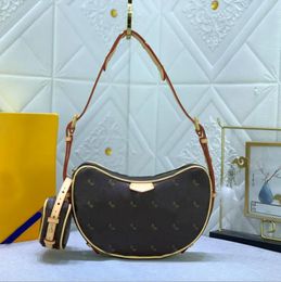 2024 Designer Handbag Womens M46856 Shoulder Crossbody Bags Classics Vintage Leather Underarm Half Moon Purse Denim Fabric Round Zipper Pea