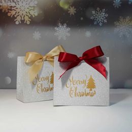 Gift Wrap Merry Christmas Gift Box and Bags with Ribbon for Wrapping Cookies and Candy Box Christmas Gift Bags Gold Foil Design and Ribbon T240309