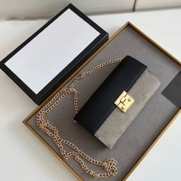 Classic gold chain strap long wallet flap designer woman mini bag luxury short wallets card holder fashion women coin purse hasp p191J