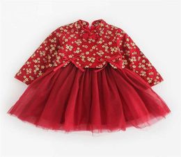 Christmas Princess Dress For Girls Plus Velvet Thicken Warm Winter Infant Baby Clothes Chinese Style Year Kids Tutu Dresses 2111102555767