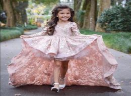 Lace Little Real Po Flower Girl Dresses with Full Sleeves Front Short Long Back Prom Dress Kids Beauty Pageant Dresses for Litt1641088579