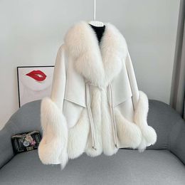 Full Skin Fox Grass Women's Mid Length Fur Coat Warm Pocket Slimming 2023 Winter New 444106