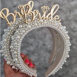 New design Bride crown Bachelorette Hen Party Decorations Pearl BrideTo be Headband 2431