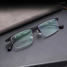 Sunglasses Frames 53-18-150 Pure Titanium Glasses Myopia Men's Business Black Plate Rim Frame Men