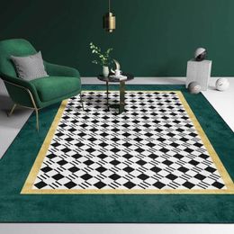 Carpets 3D Geometric Gold Dark Green Carpet Black White Kitchen Living Room Bedroom Parlour Sofa Floor Mat Home Decorative Custom236w