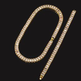 Мужские теннисные цепочки в стиле хип-хоп, 1 ряд, продолговатые золотые цепочки со стразами, браслет, роскошная мужская цепочка Fashi313z