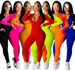 Tracksuits European Spring and Autumn Fashion Drawstring Hooded Zipper Long Sleeve Top Pants Twopiece Set Support Mixed Batch2173563