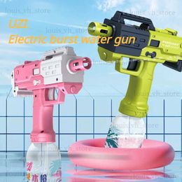 Gun Toys Uzi Electric WaterGun Continuous Firing Summer Toy With Battery Outdoor Pool Beach Cs Game Prop Family Interactive Water Gun T240309