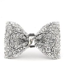 Sparkly White Rhinestone Wedding Mens Bow Tie Fashion Diamond Man Bow Ties Real Pos Tuxedos Groom In Stock 6158991