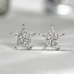 Stud Earrings Huitan Crystal Cubic Zirconia Star For Women Silver Color Dainty Ear Accessories Fancy Girl Gift Statement Jewelry