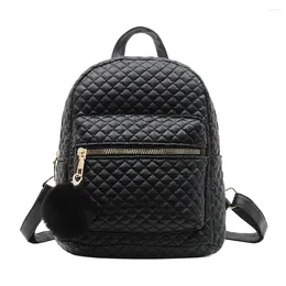 School Bags Preppy Style Lattice Pattern PU Leather Knapsacks Casual Women Handbag Rucksacks