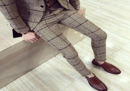 Autumn Winter Mens Plaid British Slim Fit Dress Plus Size pantalon carreaux homme casual formal Pants For Men 2010272383923