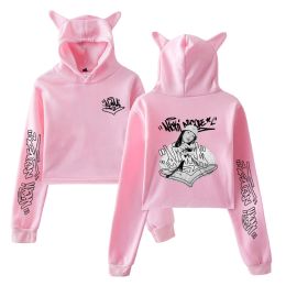 T-Shirt Nicki Nicole Merch ALMA Album Pullover Cat Ears Hoodie Female Long Sleeve Crop Top Streetwear Women's Clothes