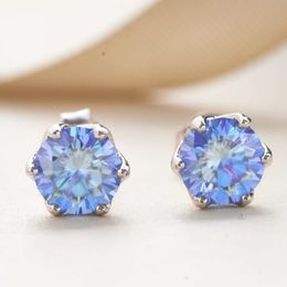 Pass Test Men Women Moissanite Earrings S925 Silver 0.5CT 1CT 2CT Royal Blue Yellow Moissanite Diamond Earrings Studs for Men Women Nice Gift