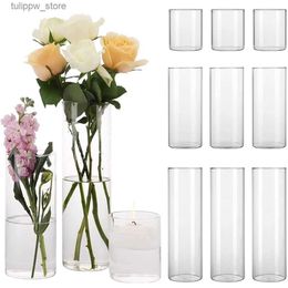 Vases 12 pack Glass Cylinder Vase Clear Vases for Wedding Centerpieces Flower Vases for Rustic Home Decor Formal Dinners Party Event L240309