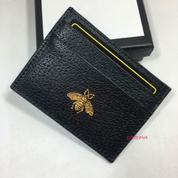 Genuine Leather Small Wallets Holders Women Metal Bee Bank Credit Card Package Coin Bag Card ID Holder purse women Thin Wallet Poc272D