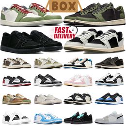 with box jumpman 1 low basketball shoes 1s Chinese New Year Black Phantom Reverse Mocha Black Olive j1 mens trainers women sneakers sports