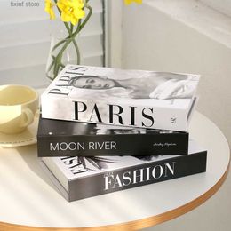Decorative Objects Figurines 3Pcs Fashion Fake Book Openable Book Box Storage Living Room Decoration Coffee Table Ornaments Club Hotel Prop Books Decoration T2403