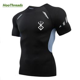 Anime Berserk Print Compression Shirts for Men Short Sleeve Gym Workout Fitness Undershirts Quick Dry Athletic T-Shirt Tees Tops 240228