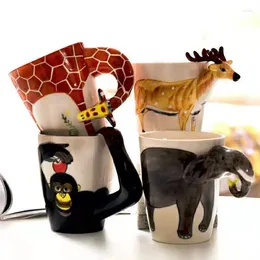 Mugs 3D Cartoon Animal Cup Creative Table Decoration Ceramic Coffee Couple Gift Home 400ml Milk