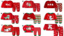 INS Baby Clothing Set Boys Girls Christmas Santa Claus Suit Pajamas Kids Autumn Long Sleeve Tops Printed Pants 2 pcs Xmas2171065