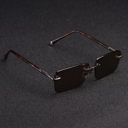 Whole-Zerosun Glass Sunglasses Male Rimless Sun Glasses for Men Brown Lens Anti Scratch Brand Designer Vintage Eyewear287Q