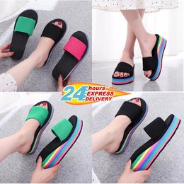 Conesm Designer Slippers Women's Summer Heels Multi-coloured sandals Quality Fashion Slippers Printed waterproof platform slippers Beach Fashion Slippers GAI
