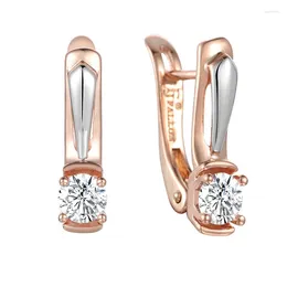 Dangle Earrings FJ Ladies Women 585 Rose/White Gold Color Cubic Zircon