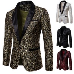 Mens Floral Party Dress Suit Stylish Dinner Jacket Wedding Blazer Prom Tuxedo 240304