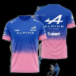 Men's T-Shirts 2024 Summer Men's Short Sleeve T-Shirts Alpine Tops F1 Spain Outdoor Sports Casual Oversized Formula 1