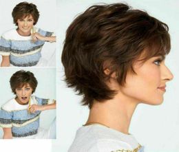 Fashion Women Short Hair Wig Boycut Natural Brown Wigs Stylish Cosplay Party9841842