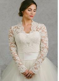 Long Sleeve Wedding WrapJacket White Ivory Lace Bridal Wrap Custom Made Wedding Bolero Wedding Accessories Bridal Jackets7043884