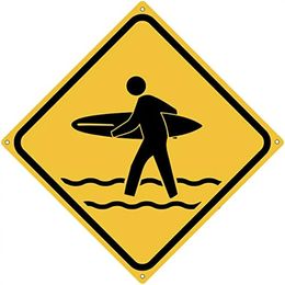 Classics Surfer Crossing Metal Tin Sign Road Sign Beach Home Bar Surfs Up Decor Art Wall Plaque Poster Novelty Funny Gift 240223