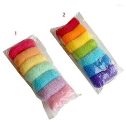 Hair Accessories 7Pcs/Pack Rainbow Candy Colour Towel Scrunchies Stronge Elastic Large Ties Ropes Women Girls Korean Ponytail Holder