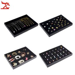 Black Velvet Stackable Jewellery Display Trays Necklace Ring Earring Holder Showcase Pendant Watch Storage Jewellery Boxes206C