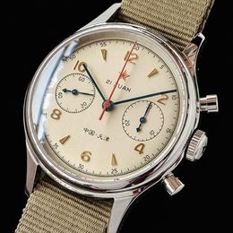 Militäruhr für Herren, Chronograph, Handgelenk, Seagull 1963, Original ST1901-Uhrwerk, Saphir, wasserdicht, limitierte Karten-Armbanduhren301e