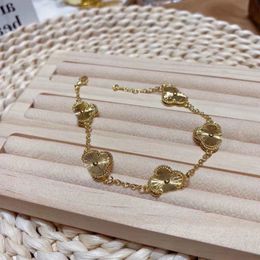 New Style Women Bracelets Bangle 18K Gold Plated two-sided Bracelet Wristband Cuff Chain Stainless steel Letter Pendant Lovers Gif193c