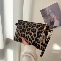 Shopping Bags Womens Leopard Animal Print Wristlet Purse Small Clutch Bag