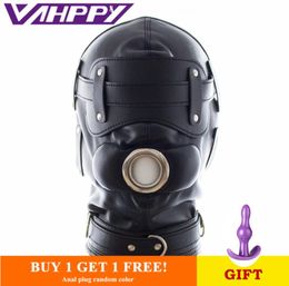 Sex Mask Adult Games Sex Products Soft Sexy Fetish PU Leather Restraints Headgear Hood Mask Slave Gay sex toys bdsm bondage Y200414793669