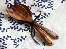 2Pcs Large Wooden Spoon Fork Set Long Handle Kitchen Spoon Premium Wooden Serving Spoons Salad Spoon Fork Set Salad Server Wooden 8105277