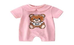 Newborn Baby Clothes Unisex Shortsleeved Cotton Little Print BearNew Born Baby Boy Girl Romper Jumpsuit192t209J7120492