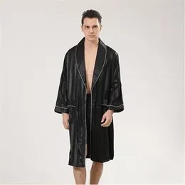 Men's Sleepwear Shower Robe And Shorts Silk Bathrobe Soft Cozy Long Sleeve El Sauna Striped Men Kimono Nightgown Pajamas Set