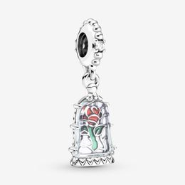 100% 925 Sterling Silver Enchanted Rose Dangle Charm Fit Original European Charms Bracelet Fashion Women Wedding Engagement Jewelr255F