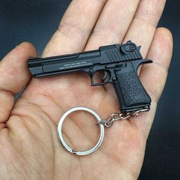 Gun Toys New alloy 1 4 desert eagle pistol key chain link fake gun detachable component toy gun shoulder bag accessories Christmas gift T240309