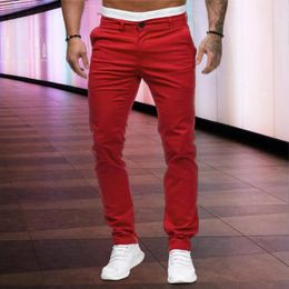 Men's Pants Mid Waist Stylish Slim Fit Pencil With Zipper Closure Thin Pockets Casual Ankle Length Trousers For Comfort